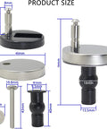 Premium Quick Release Toilet Seat Hinge Kit With Top Mount Hardware Includes Screws And Nuts For Standard Toilets, shown with detailed measurements.