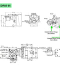 Rock Solid Heavy Duty 5 Axis Electric Hollow Rotary Indexing Table With DD Motor Drive For Robotic Arm Builds Offering Knockout Precision And Ultra Smooth 360 Degree Servo Turntable Action dimensions and motor details diagram.