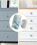 4 Pack Sharp Square Cabinet Knobs 1 2 Inch Blue Green Marble Swirl ABS Cabochon Glass Drawer Pulls for kitchen island and dresser.