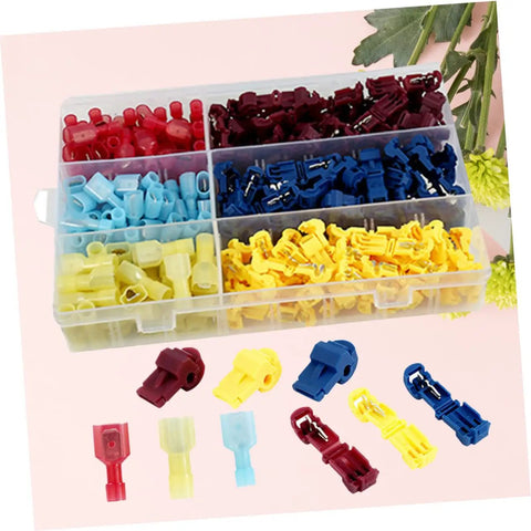 Solid 200 Pc Heat Shrink Wire Crimp Connectors Weather Pack Terminals With Insulated Speaker Box And Auto Wire Tap Kit For Heavy Duty Electrical Work That Is Totally Reliable. Assorted color crimp terminals in organizer box