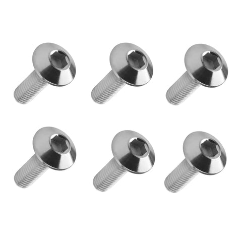 Six Titanium M6 Socket Head Cap Bolts Dome Head Screws, 1.0 Pitch, displayed in a pack for bicycle and motorcycle use, lightweight, high strength.