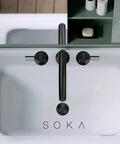 Matte Black Widespread Bathroom Faucet With Two Handles, Three Piece Vanity Lavatory Set, 360 Degree Rotating Sink Tap