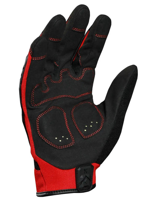 Exo Motor Impact Working Glove With TPR Protection And Anti-Vibration Palm Pads For Extra Dexterity And Heavy Duty Grip Black Red