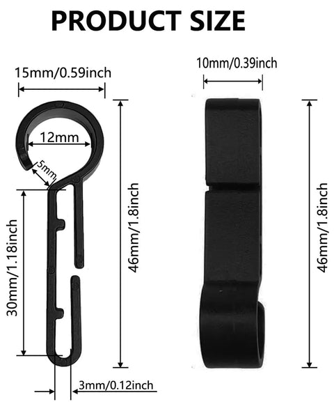 Heavy Duty Helmet Light Clips for Hard Hats and Safety Caps 50 Pack size dimensions 46x15x10mm, no drilling