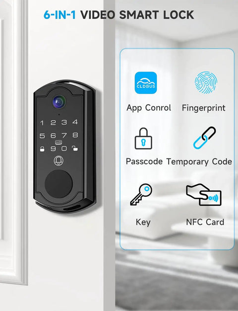 Top Tier Smart Door Lock With Built In Camera And Fingerprint Keypad Serving Up Crisp 780P Video Doorbell Footage For Easy Two Way Chat Plus Frictionless Keyless Entry Auto Lock For Your Front Door