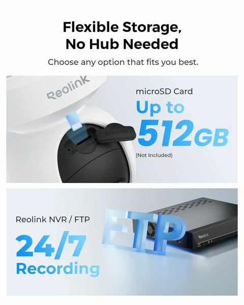 Close-up of microSD slot and NVR for 24/7 recording on 4K PoE Outdoor Security Camera with 355 Degree Pan and 50 Degree Tilt.
