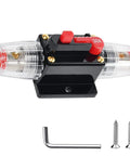 30 Amp Inline DC Breaker With Manual Reset And Auto Trip For Car Audio Marine Boat Trolling Motor RV Truck Solar Systems, screws included