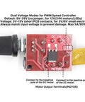 PWM DC Motor Speed Controller 5A Dimmer For 3V To 35V DC Motors And Fans With Adjustable Duty Cycle From One Percent To One Hundred Percent, 10kHz PWM, LED Indicator, DIY Friendly Pack Of 2, close-up of circuit board connections and components