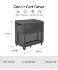 Waterproof Cooler Cart Cover For 80 Quart Patio Coolers Fits Rolling Ice Chest 36L By 20W By 34H Inches Durable All Weather Outdoor Shield From Rain Dust Sun UV, shown on a cooler cart with dimensions 36x20x34 inches