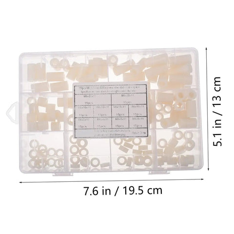 Nylon Round Spacer Nut Kit 150 Pcs Insulated Washers With Labeled Storage Case For Easy Organization And Portability