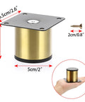 Heavy Duty Gold Stainless Steel Furniture Legs With Mounting Screws For Table Desk And Cabinet. Dimensions: 6.5cm height, 5cm diameter.