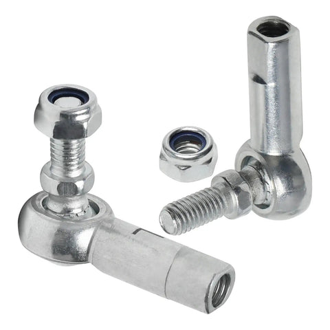 M8 X 1.25mm Rod End Bearings Set Of 4 With 8mm Bore Ball Joints For Steering Linkage Go Kart Atv Mechanic Hardware, chrome finish.