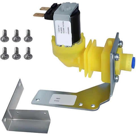 Ice Machine Water Inlet Assembly Replacement Part 000008486 With Solenoid Component And Hardware Kit For Maintenance Checks DIY Ready Durable Easy Install Replacement For Ice Makers And Ice Machines, yellow plastic and metal