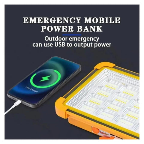 JUDYSSY 200-800W Outdoor Solar Led Floodlight Emergency Lighting Rechargeable Outdoor Camping Portable Waterproof Fishing Spotlight for Court,Garden,Warehouse，800w，800w with power bank charging phone.