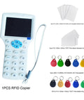 English Voice Multi Frequency RFID Copier, Reader And Duplicator For ID IC And Proximity Cards, Includes 5 T5577 UID Changeable Keys, 3.2 Inch Color Screen, Compact And Easy To Use, with accessories.