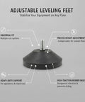 Heavy Duty Adjustable Leveling Feet With Rubber Base To Kill Wobble On Uneven Floors Precise Threaded Height Adjustment bottom view with instructions.
