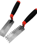 Two Pack Carbon Steel Margin Trowel Set With Flat And Square Notch Trowels For Masonry Flooring Drywall Concrete And Tile Work Built Tough