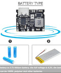 Dead Simple Five Pack 18650 Lithium Ion Battery Charger Board with Type C input, showing charger circuits and battery type selection.