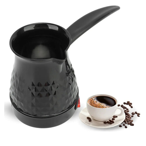 Stainless Steel Electric Turkish Coffee Pot With Even Heating And Removable Handle, Everyday Kitchen Must Have For Home Use, next to coffee