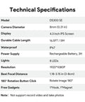 Technical specifications of Industrial Borescope Tool With 4.3 Inch IPS Screen Bluart 3.0 Tech HD Endoscope Camera Lights