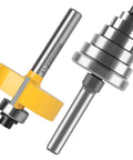 Rabbet Router Bit Kit With One Quarter Inch Shank And Seven Bearings For Multiple Depths From One Eighth To One Half Inch, Interchangeable Bearings