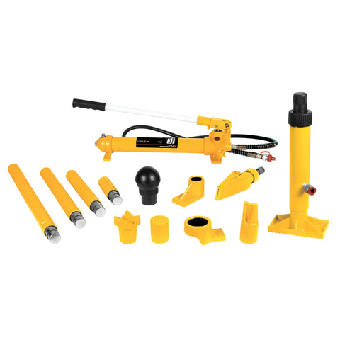 Heavy Duty 10 Ton Hydraulic Collision Repair Kit With 20000 LB Load Capacity Featuring Hand Pump Extenders Spreader Ram And V Base For Knocking Out Auto Body Dents And Frame Straightening Garage Jobs