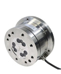 Six-Axis Force Sensor Arm Y200 Series Built Tough For Compact Space-Saving Precision Robotic Control Systems This Load Cell Delivers 30 kN To 1000 Nm, 60 kN To 3000 Nm, And 100 kN To 5000 Nm For Stable, Dependable Arm Actuation. Compact stainless steel device with visible sensor components.