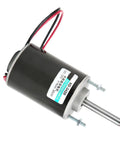 Top Tier 30W PM DC Electric Motor At 24 Volts And 7000 RPM With Copper Windings for DIY projects, featuring wires and mounting screws.