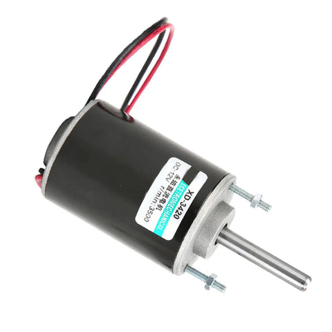 Top Tier 30W PM DC Electric Motor At 24 Volts And 7000 RPM With Copper Windings for DIY projects, featuring wires and mounting screws.