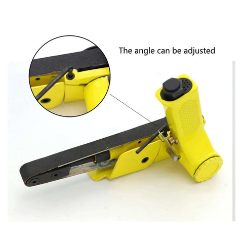 Air Belt Sander Polisher Kit With 20x520mm Belt, Pneumatic DIY Sanding Belt Attachment With Adjustable Angle Feature