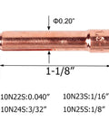 Copper collet dimensions for 55 Piece TIG Welding Torch Accessories Kit With Alumina Nozzles Glass Cup And Stubby Gas Lens For WP 17 18 26 Welders Includes 3 Stubby Gas Lenses And 8 Collets