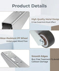 Close-up of Two Pack Low Profile Rubber Casters Smooth Roll Door Support Wheels Side Mount with metal design and wear-resistant wheel.