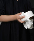 Person using Linen Terry Bar Mop Towels 14x17 White Value Pack Of 60 Absorbent And Durable Multipurpose Cleaning Rags Cotton Towels in kitchen