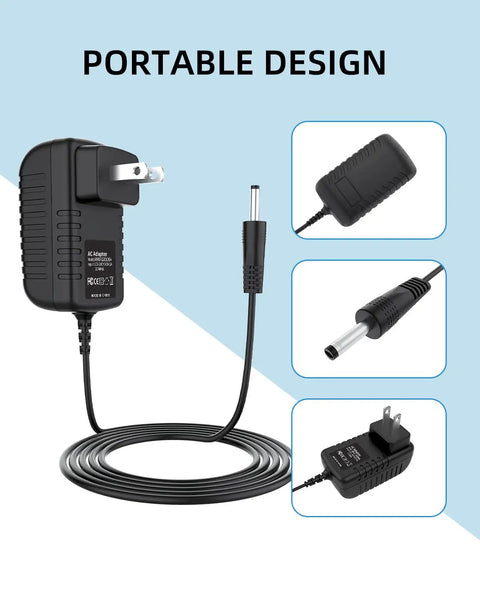 9V ACDC Power Adapter For NordicTrack RW200 Rowing Machine Replacement Charger, black wall wart PSU cable with plug and connectors shown