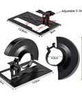 Rock Solid Adjustable Steel Angle Grinder Stand With Heavy Duty Safety Guard And Ultra Tough Clamps For Diy Power Tools Cutters Grab This Knockout Workshop Staple Today, showing adjustable components and measurements.