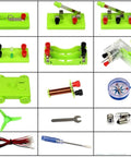 Hands On Wind Turbine And Electromagnet Lab Kit For Fun STEM Exploration Build Your Own Generators Circuits And Fans In A Complete Electrical Lab Box components displayed.