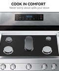 2 Pack Large Stove Burner Covers Cuttable 31x17.7 Inches placed on a modern gas range with protective Teflon surface.
