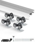 Five Foot Bypass Sliding Door Hardware Kit For Closets Aluminum Alloy Rail System Two Door Set Supports Up To 150 Lbs