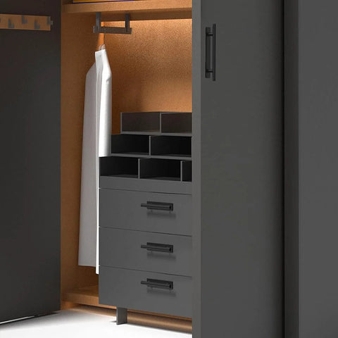 Wardrobe with handles, featuring 15 Pack Self Stick Push Pull Cabinet Handles Black ABS Plastic For Cabinets Doors Windows