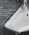 Corner Wall-Mounted Sink - Ele Vessel Sink for Modern Bathrooms Space-Saving Design High-Quali Ceic Easy Installat Perfect for Smals close-up view of smooth white ceramic surface.