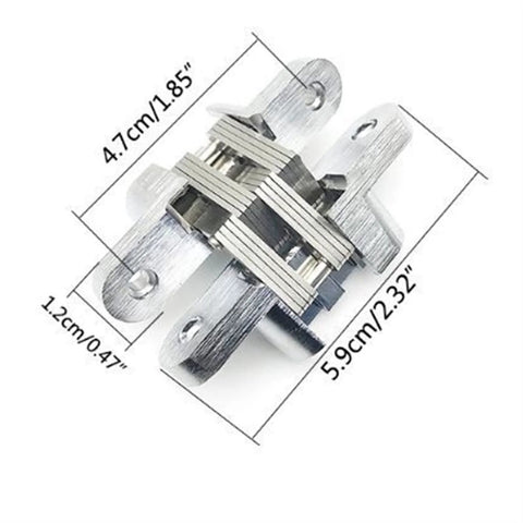Stainless Steel Hidden Door Hinge Set, 2 Pieces, 180 Degree Concealed Folding Hinge for Cabinets, Gates, Cupboards, and Home Hardware