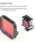 Waterproof Action Camera Housing For Hero 5 6 7 Black With Underwater Filters Red, Light Red, And Magenta Straight-In Design