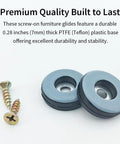 Heavy Duty Screw On Furniture Glides Built Damn Tough Slide Like Butter PTFE Teflon Chair Leg Floor Protectors 1 Inch screws included.