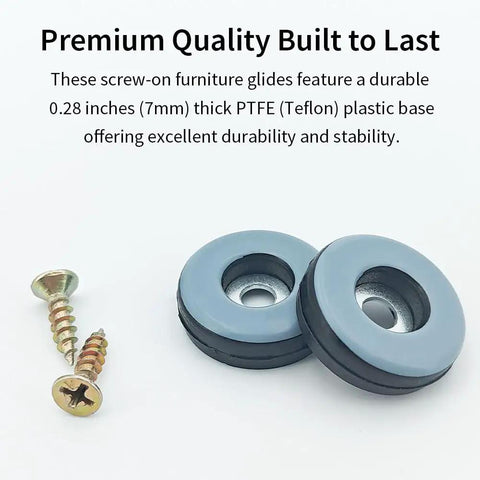 Heavy Duty Screw On Furniture Glides Built Damn Tough Slide Like Butter PTFE Teflon Chair Leg Floor Protectors 1 Inch screws included.