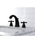 Victorian Widespread Bathroom Faucet In Matte Black, Solid Brass Construction, Deck Mount, 8 To 16 Inch Spread, 1.2 GPM Flow, Duraseal Cartridge