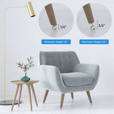 Swivel Leveling Feet For Furniture With No Wobble, Easy Install, Adjustable Height From Half Inch To One Inch, 80 Lb Per Foot Capacity, Eight Pack, Includes One Quarter Inch Twenty UNC Screws And Felt Pads For Cabinets Tables Chairs And Sofas