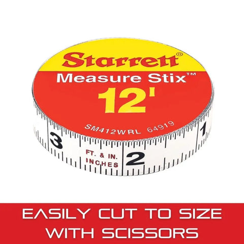 Tape Measure Stix With Adhesive Backing For Quick Mount On Workbench Saw Table Or Drafting Table 1/2 Inch By 12 Feet English Metric