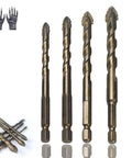 Heavy Duty 4-Flute Sawtooth Eccentric Drill Bits With Titanium Carbide Tips For Metal Wood Plastic And Masonry, One Step Combo Drill Tap Set in four sizes