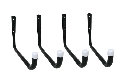 Heavy Duty Steel 10 Inch Garage Storage Utility Hooks 4 Pack Black Powder Coated Rust Resistant Wall Mount Hooks For Tools And Gear