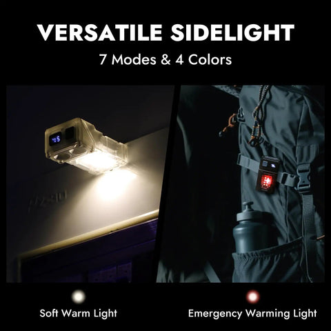 Rechargeable EDC Flashlight With Rotating Head, 800 Lumen Compact Magnetic Clip Light on wall and backpack